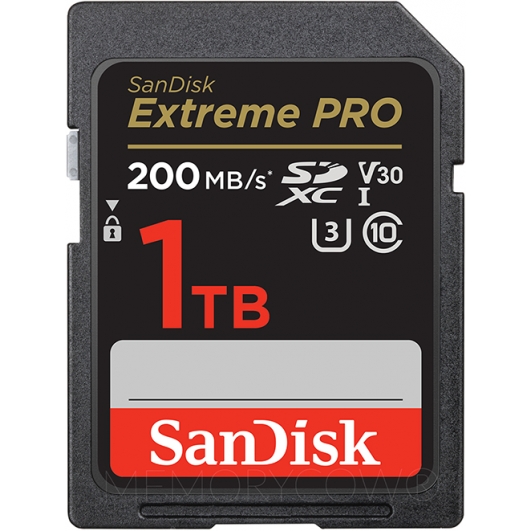 SanDisk 1TB (1000GB) Extreme Pro SD (SDXC) Card U3, V30, 200MB/s R, 140MB/s W