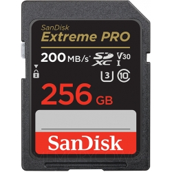 SanDisk 256GB Extreme Pro SD (SDXC) Card U3, V30, 200MB/s R, 140MB/s W