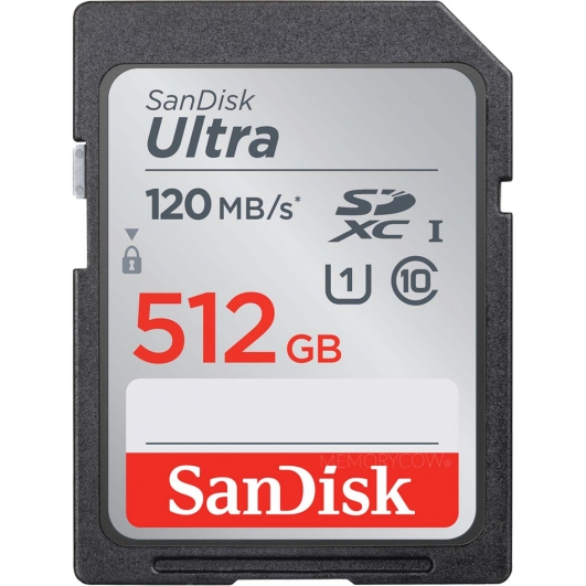 SanDisk 512GB Ultra SD (SDXC) Card 120MB/s R, 10MB/s W