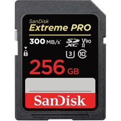 SanDisk 256GB Extreme Pro SD (SDXC) Card UHS-II U3, V90, 300MB/s R, 260MB/s W