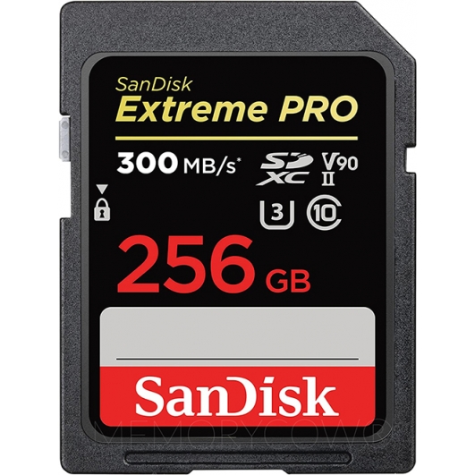SanDisk 256GB Extreme Pro SD (SDXC) Card UHS-II U3, V90, 300MB/s R, 260MB/s W