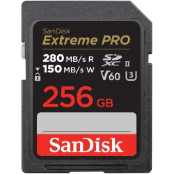 SanDisk 256GB Extreme Pro SD (SDXC) Card UHS-II U3, V60, 280MB/s R, 100MB/s W